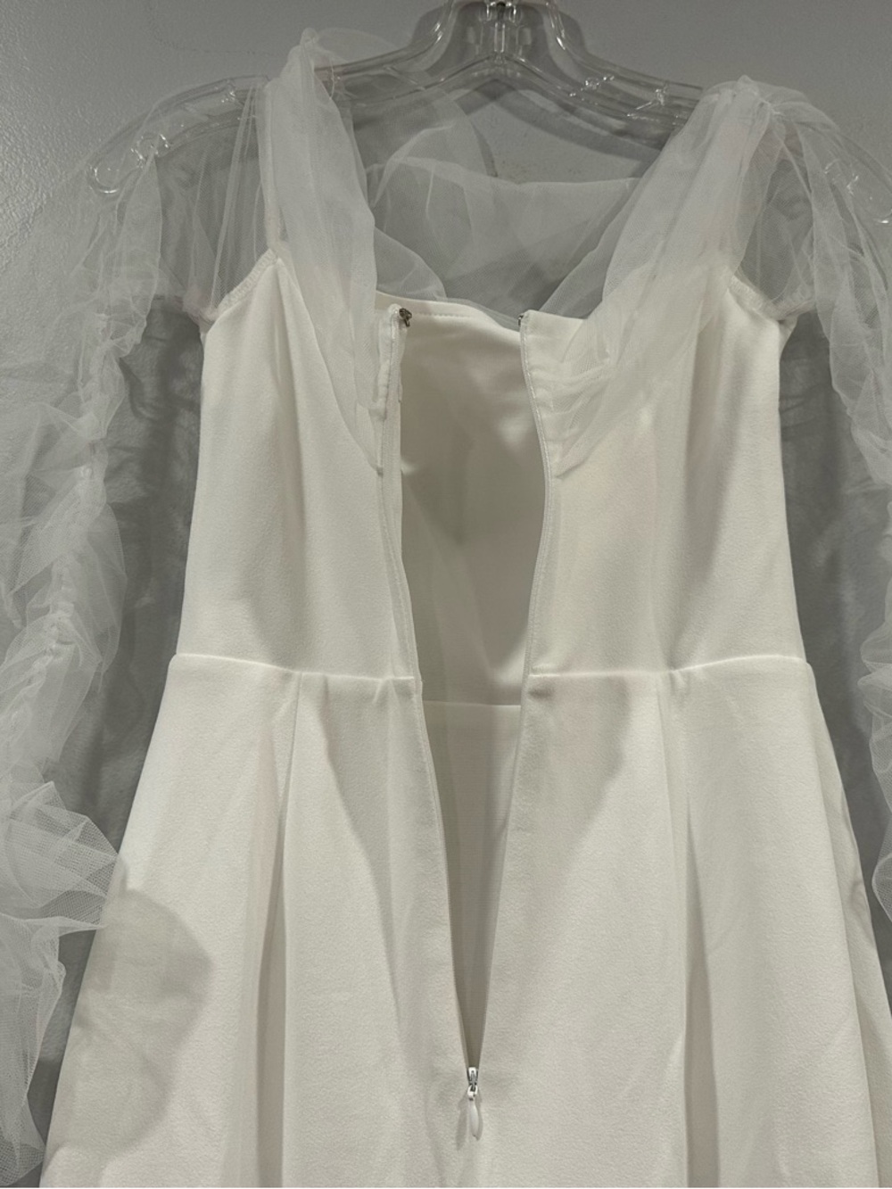 Lulus Beautifully Beloved White Mesh Off Shoulder Gown Small S - Picture 6 of 9